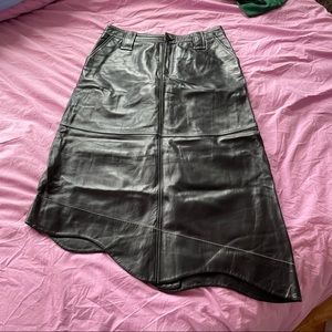 Ganni asymmetrical leather skirt